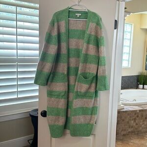 Topshop Grey & Green Stripe Sweater Size Medium